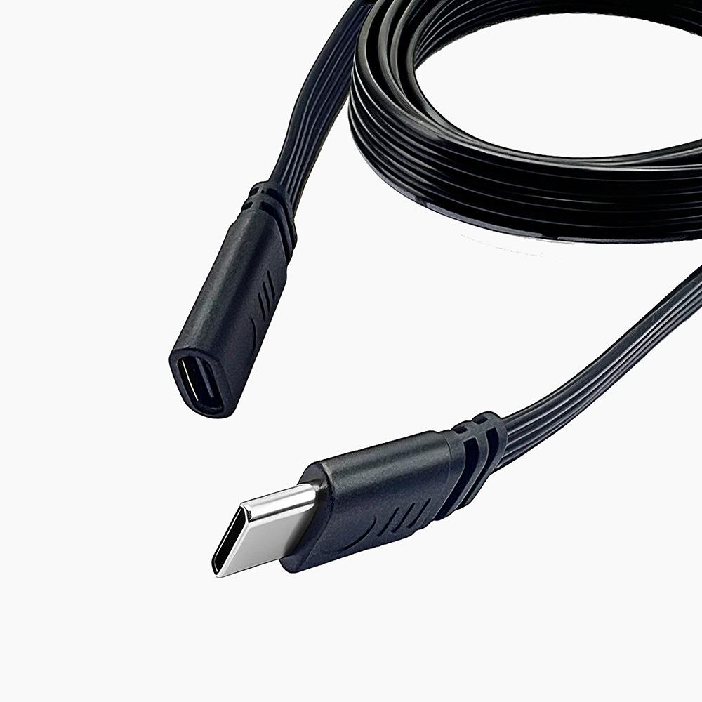Многонаправленный угловой удлинительный кабель USB Type-C, Плоский силиконовый адаптер-переходник Male to Female для передачи данных