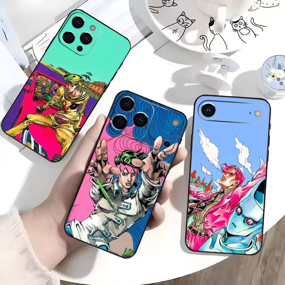 Чехол для телефона JoJo's Bizarre Adventure для iPhone 17,16,15,14,13,12,11,Plus,Pro,Max,Plus,XS,мягкий чехол, Черный силикон