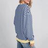 Women's Oversized Striped Color Blocking Long Sleeved Round Neck Sports Shirt Casual Loose Fitting Pullover Shirt Top