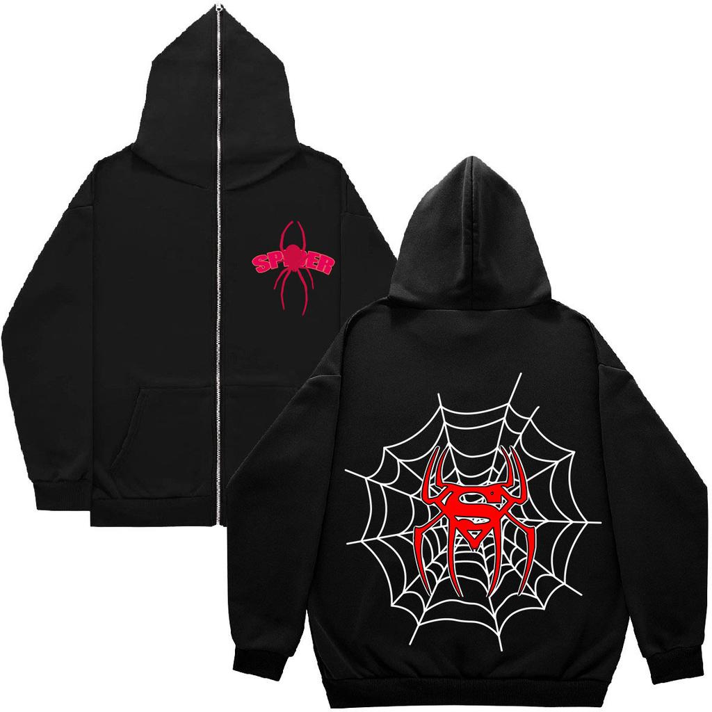 Custom hoodie sweater gothic high street full zip oversized coat men's and women's streetwear y2 coat