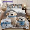Golden Retriever Pattern Bedding Quilt Set Quilt Cover Pillowcase Home Decoration Birthday Gift (1 * duvet cover + 2 * pillowcase, without core)