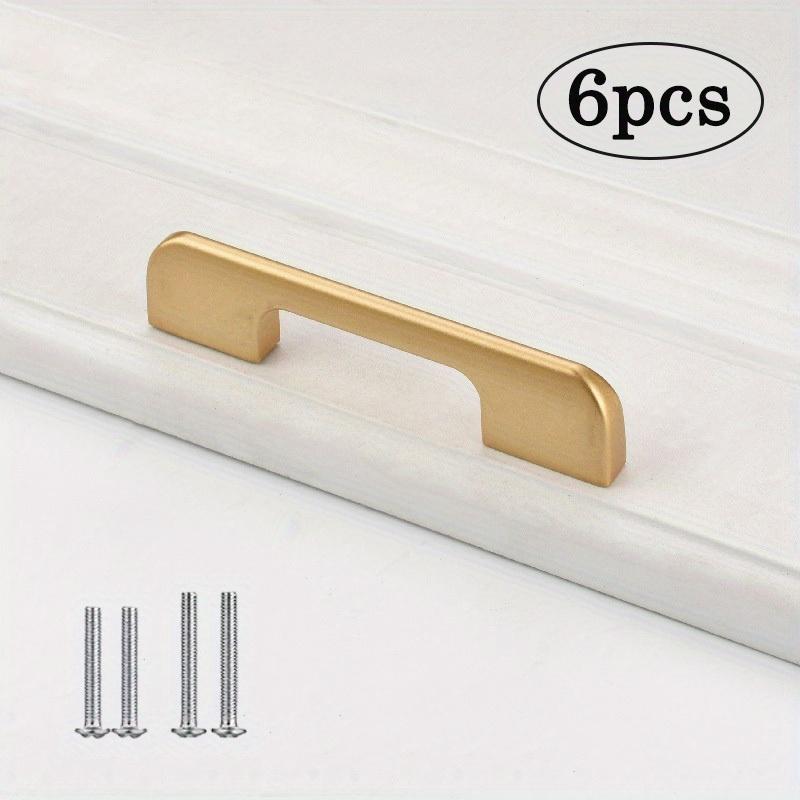 6 шт. Ручки для шкафов из алюминиевого сплава, песочно-золотые, ручки для шкафов и ящиков, мебельная фурнитура с крепежными винтами