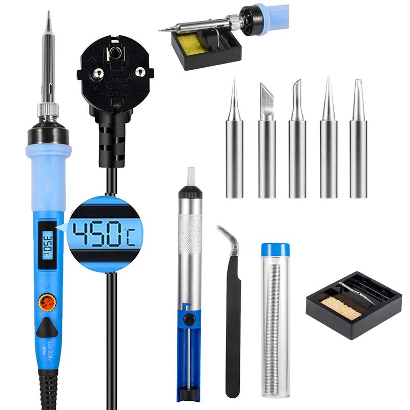 80W Electric Soldering Iron Gun Stand Tool Tweezers Kit Solder Wire Welding Tools