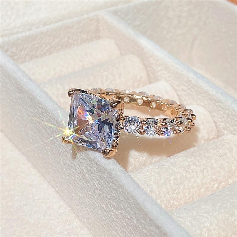 Новые квадратные обручальные кольца с кубическим цирконием для женщин, тренд 2022 года, роскошное предложение, обручальные кольца, женские украшения