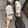 Wearing Warm and Comfortable Thick-soled Hole Shoes for Women's 2025 Autumn and Winter New Cute Plush Slippers