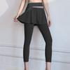 Брюки для фитнеса и йоги с юбкой, женские спортивные леггинсы из двух частей, спортивные леггинсы с эффектом пуш-ап, узкие брюки для бега