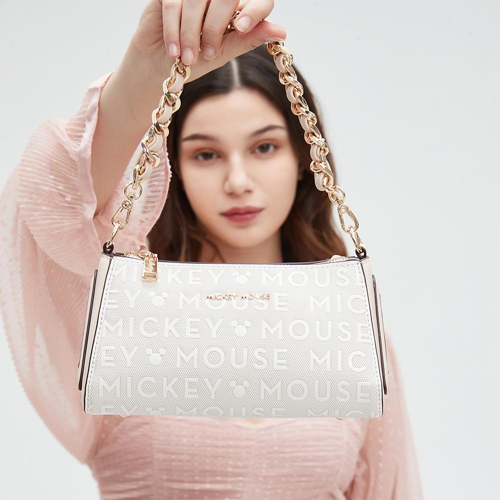 New Disney Mickey Series PU Crossbody Bag, Shoulder Bag, Portable Shoulder Bag Regular Women's Pink White BMK-71669P