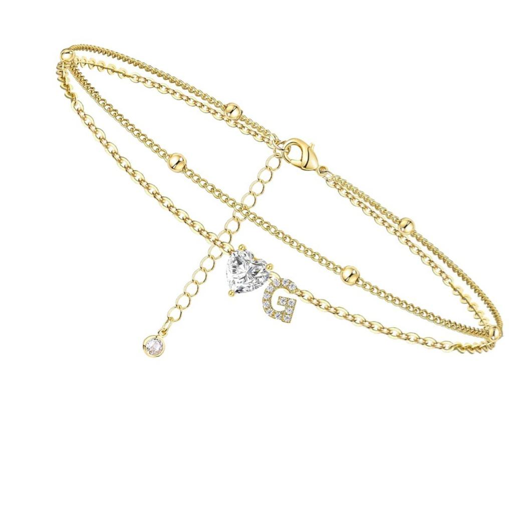 Инициал Сердце Ножной браслет Сердце Буква Ножной браслет Персонализированная монограмма Ножной браслет1 шт