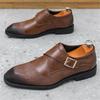 Fashion Black Brown Monk Strap Loafers For Men Trend New Pointed Leather Shoes Male Designer Formal Wedding Dress Homecoming Footwear
