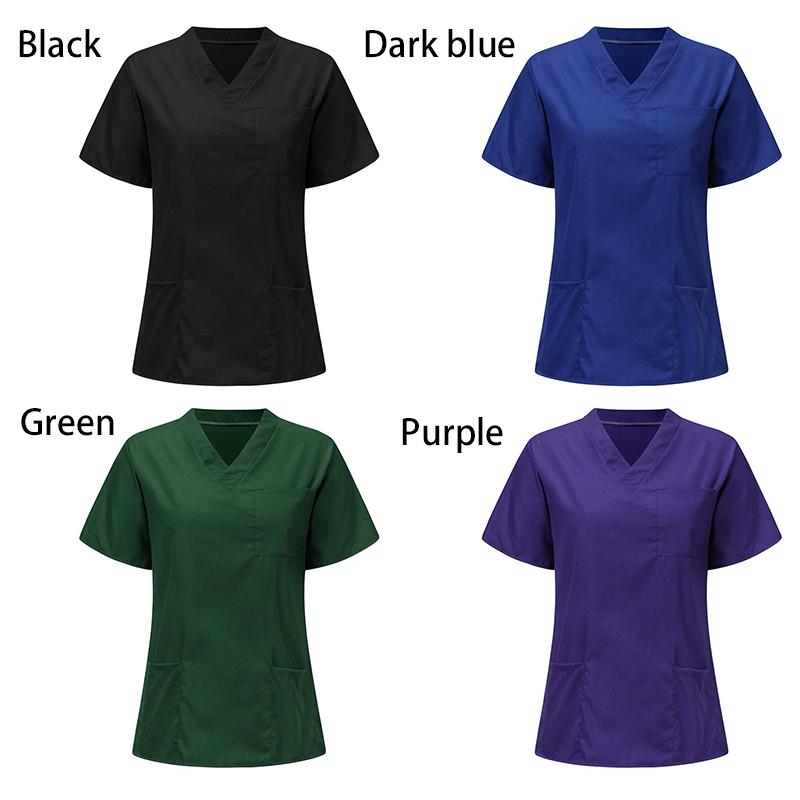 Аксессуары для медсестер для мужчин и женщин, топы с v-образным вырезом и карманами, униформа для кормящих, блузка с короткими рукавами