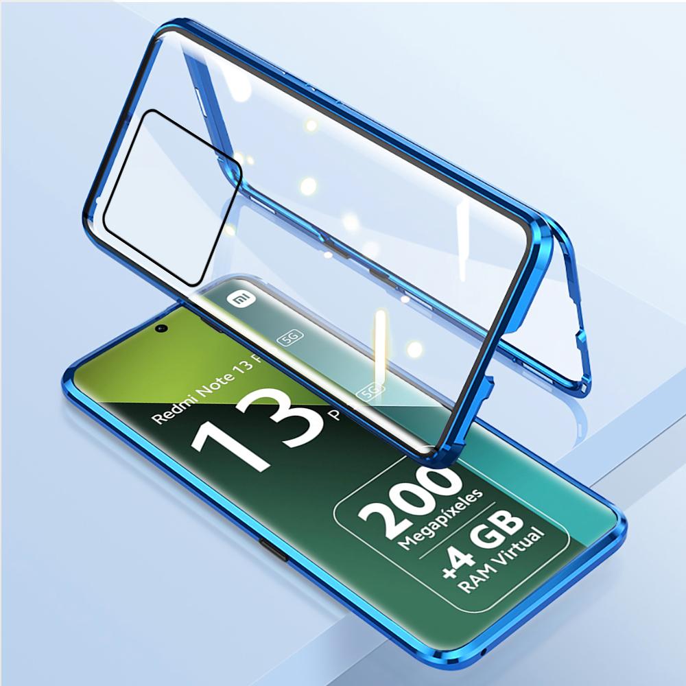 Магнитный двухсторонний защитный чехол на 360° для Xiaomi Redmi Note 13 Pro 5G Note13 13Pro 4G, чехол спереди и сзади, стеклянный металлический каркас