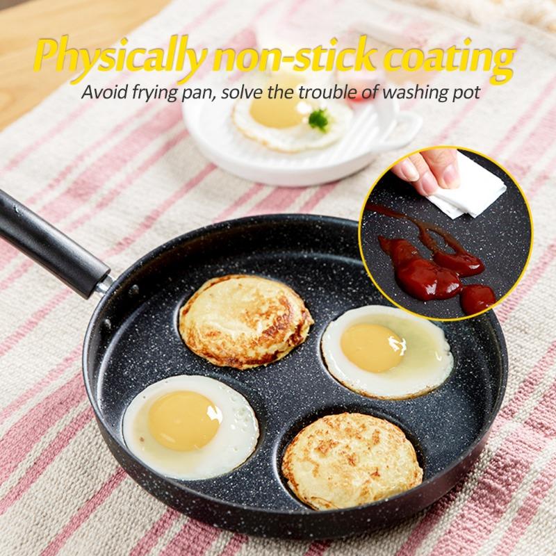 Многофункциональная сковорода для омлета с четырьмя отверстиями для яиц, сковорода для ветчины, сковороды для выпечки кексов, без масла и дыма, горшок для приготовления завтрака