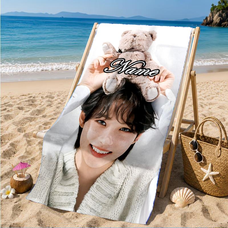 Custom Name K-pop stray Smile Beach Towel Microfiber Beach Towel, Lightweight and Quick-Dry, for Summer Travel, Swimming Pool Gift