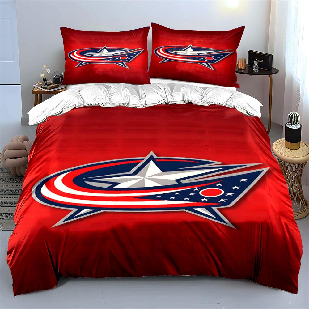 Patriotic Star Emblem on Red Background Print Bedding Set Duvet Cover Pillowcases (1* Duvet Cover 2* Pillowcases Do Not Include Comforter)