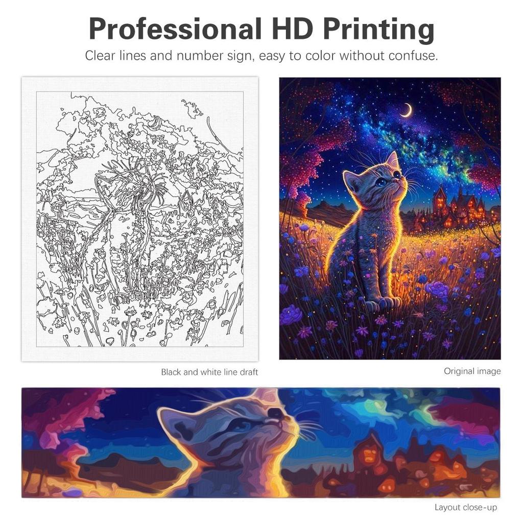 RUOPOTY Frame Diy Painting By Numbers For Adults Cat Animals Picture With Numbers Starter Kits Easy Paint Diy Gift For Home Decors