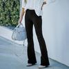 Women Pants Elastic High Waist Solid Color Flared Pants with Pockets Corduroy Leisure Work Travel Party Trousers