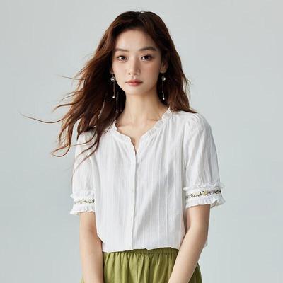 Женская блузка Inman с рюшами и вышивкой, с коротким рукавом