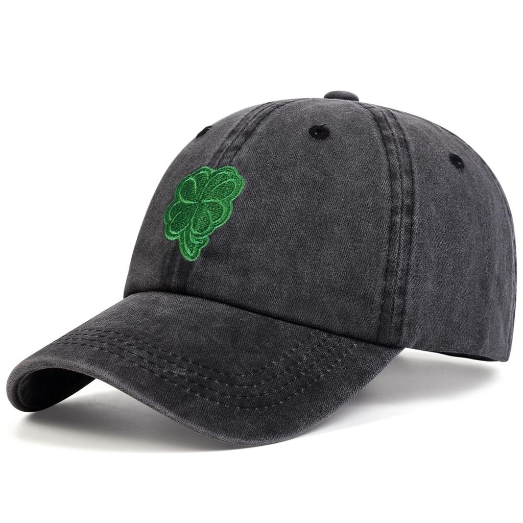 Unisex Clover Embroidery Wash Baseball Caps Spring and Autumn Outdoor Adjustable Casual Hats Sunscreen Hat