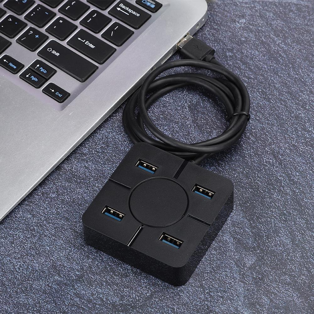 Hub USB3.0 Splitter 4 in 1 Docking Station 4 Port Multipurpose Laptop Accessory for ExpansionBlack