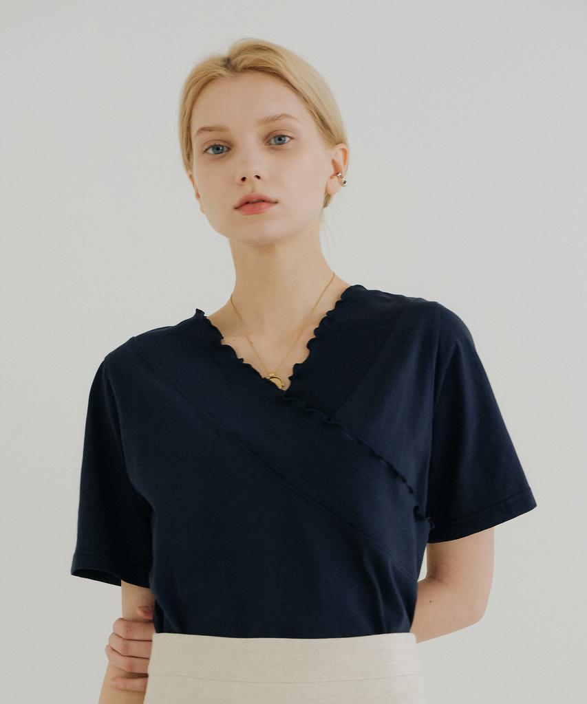 YUPPE Shirring Point T-Shirt_Navy