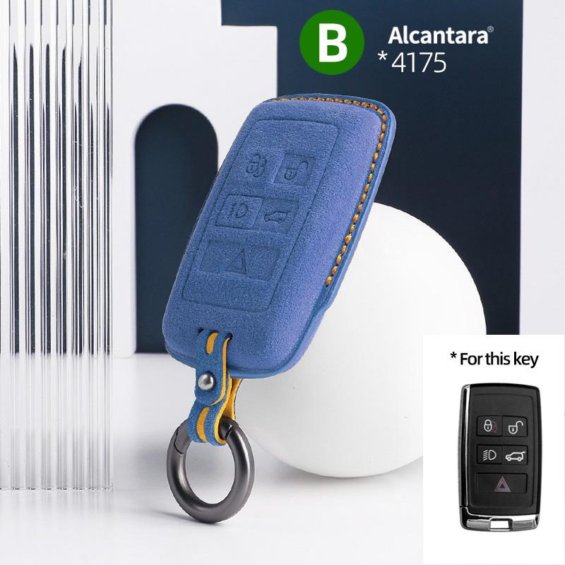 Suede Car Key Case Holder Keychain for Land Rover Range Rover Discovery 5 Sport 2018 2019 for Jaguar XEL E-PACE 2019 Accessories
