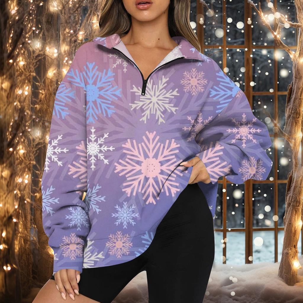 Женская мода повседневная толстовка с длинным рукавом и принтом на молнии с высоким воротом и заниженными плечами