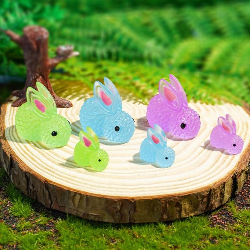 Pack of 500 Glow In the Dark Resin Rabbits Miniature Bunnies Figurines for Micros Landscape Decoration Craft Supplies