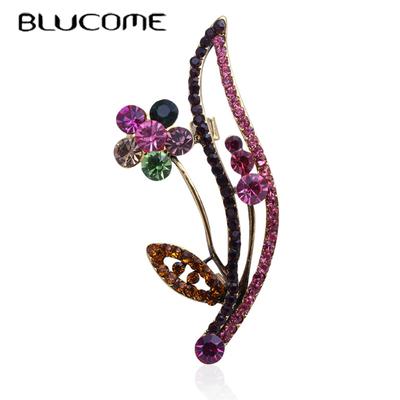 Винтажная брошь необычного цвета с бриллиантами и листьями, женская брошь для пальто, костюма, заколки для хиджаба, подарок на Новый год