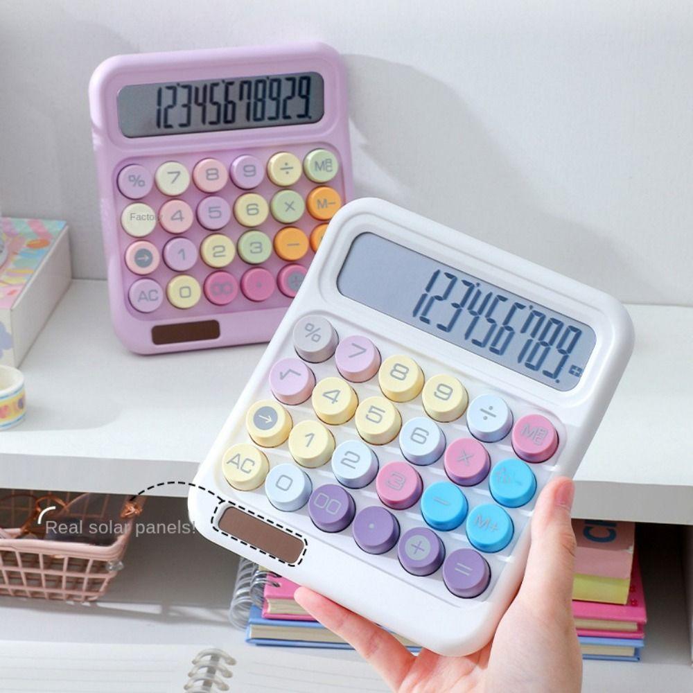 High Sensitivity Button 12 Digit Calculator Large LCD Display Candy Colored Calculator School Use