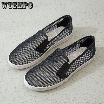 Простые черные белые сетчатые универсальные туфли с вырезами, женские повседневные легкие мягкие туфли на плоском каблуке