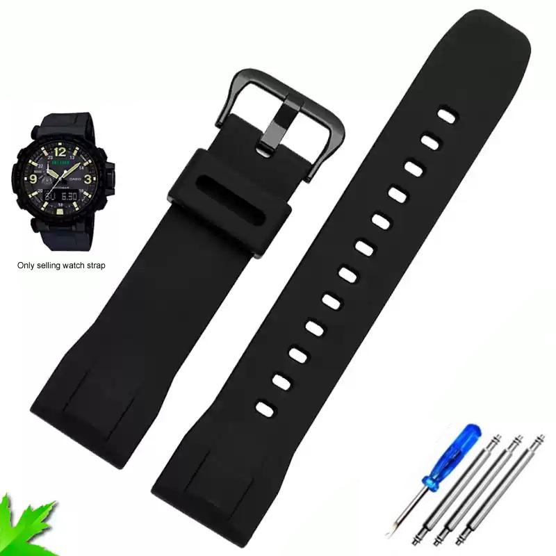 Черные и синие аксессуары для ремешка для Casio PRG-650 PRW-6600Y-1A9 PRG600 / 610 силиконовый ремешок водонепроницаемый сменный резиновый 24 мм