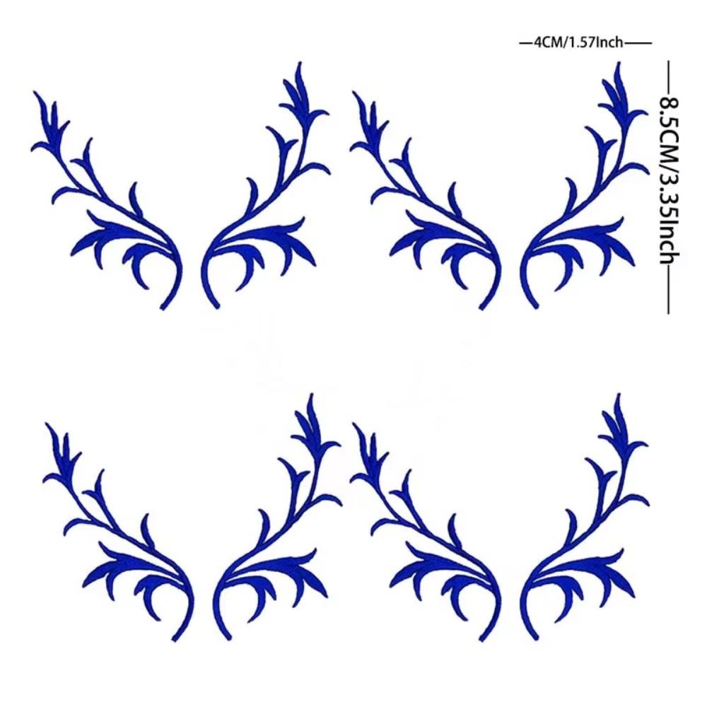 4 Pairs Deer Antler Embroidery Patch Decorative Applique Sew on Patch  For Clothing Dresses