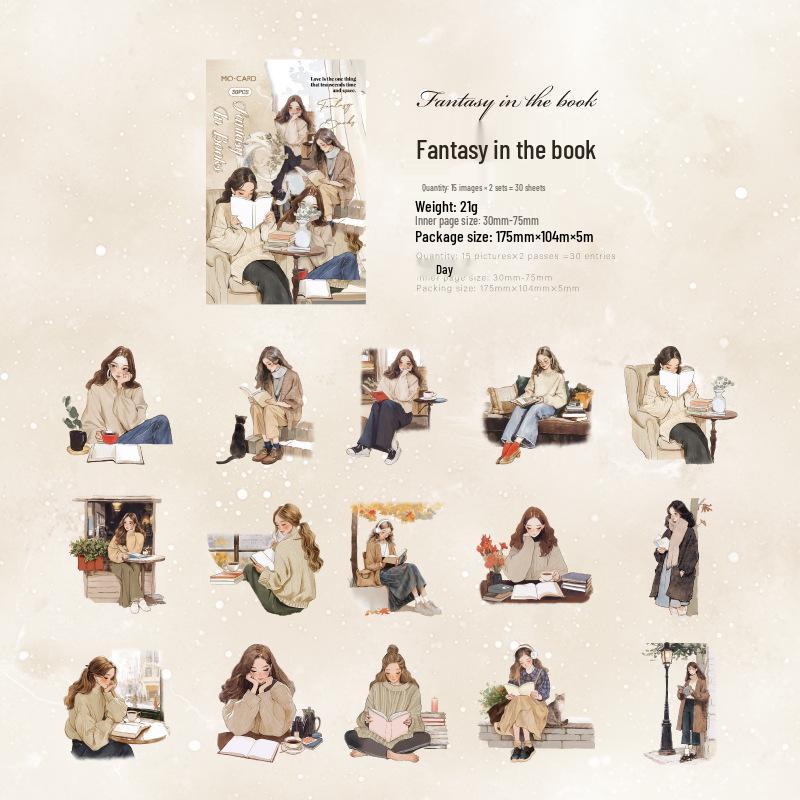 Наклейки Jilv Momo PET с белыми чернилами: Элегантная ретро серия для чтения для украшения DIY-журнала