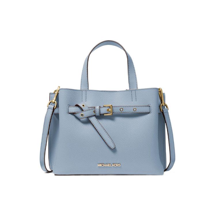 Michael Kors MK Emilia Золотой Логотип Буквы Пряжка Аппаратная Сумка-портфель Ручная Сумка Через Плечо Маленькие Женские сумки Синий 35F0GU5S5T-487