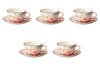 Set of 5 Colorful Rose Coffee Cups and Saucers X Cups and Saucers Setomonohonpo (Pink) [14.5 2.1 Cm]