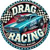 D Flat pc VintageStyle Aluminum Circular Decorative Plaque  Rustic Racing Car Design with Checkered Flag  Bold