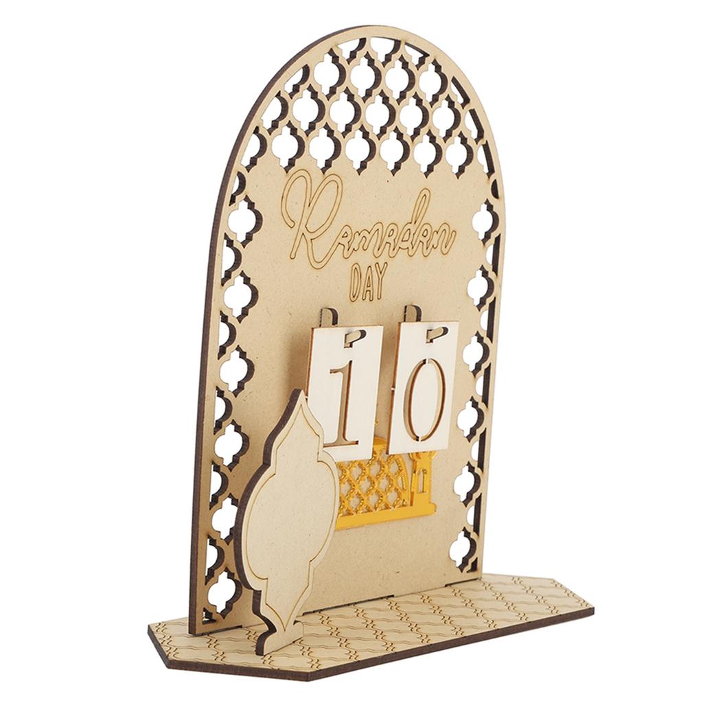 Ramadan Countdown Calendar Wooden Decorative Ornament DIY Eid Calendar for Home Party Holiday Type