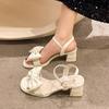 Мода Мода Женская Обувь 2025 Сандалии Туфли на шпильке Дышащие Квадратный носок Все-сочетаемые Роскошные Высокие Девушки Летние Скандалы