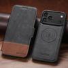 Чехол-книжка для iPhone 17 Pro Max: Слот для карт, Магнитная застежка, Подставка для беспроводной зарядки, Кожаный дизайн 2-в-1