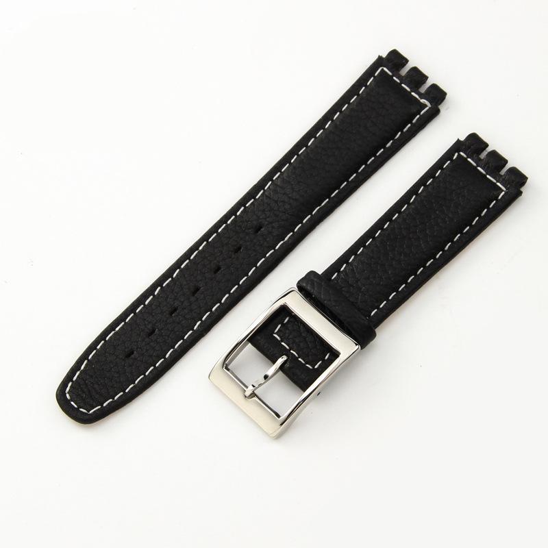 17mm 19mm Genuine Leather Watch Strap for Swatch YCS YAS YGS Wrist Band Pin Buckle Bracelet Men Sport Waterproof Watch Band