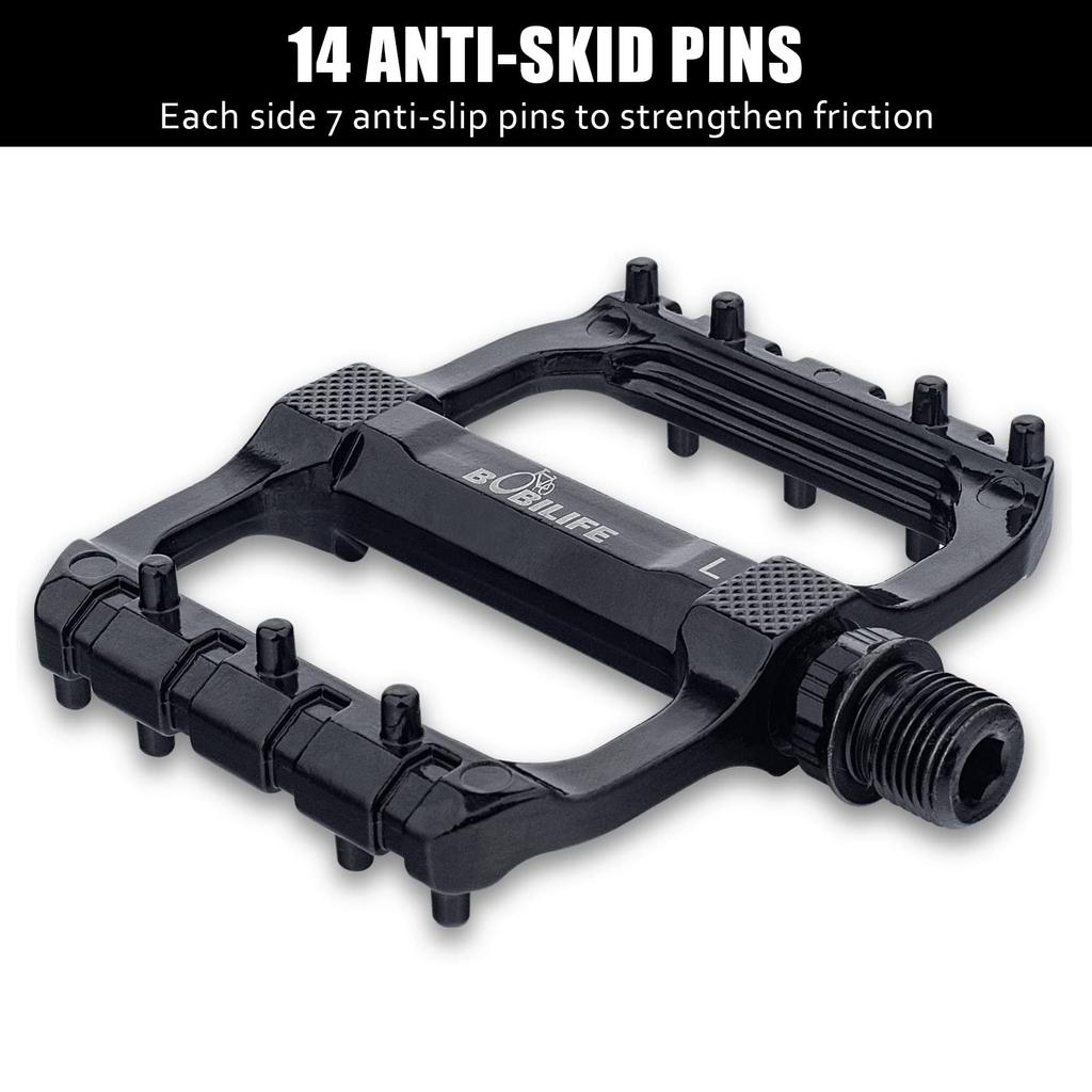 2 Bearing Mountain Bike Pedals MTB Pedals Bicycle Flat Pedals Aluminum Sealed Bearing Lightweight Platform for Road Mountain BMX MTB Bikes - 9/16"