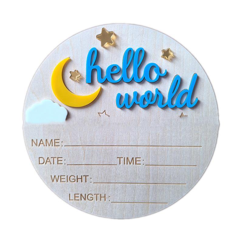 Деревянная табличка «Hello World Newborn», милая доска для объявлений о рождении ребенка