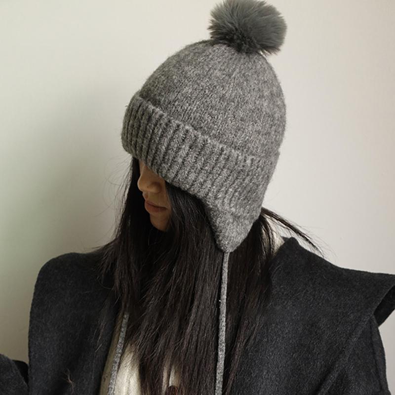 Women'S Knitted Hat Autumn And Winter Warm Earmuffs Korean Style Hat