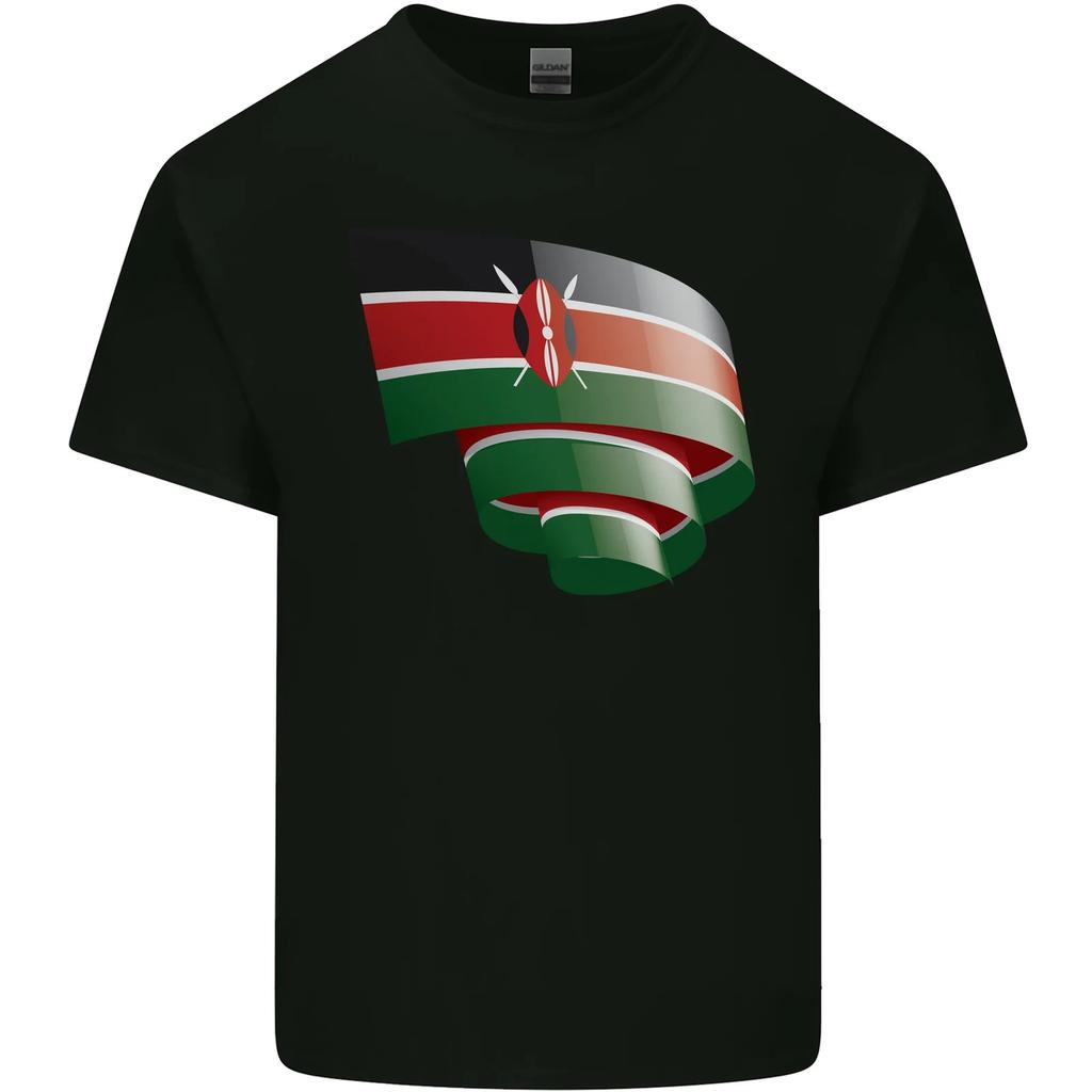 Curled Kenya Flag Kenyan Day Football Kids T-Shirt Childrens