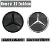 New For Mercedes Benz Chrome Silver And Glossy Black  Car Front Grilled Star Emblem Illuminated Logo For Mercedes Benz C A S SL