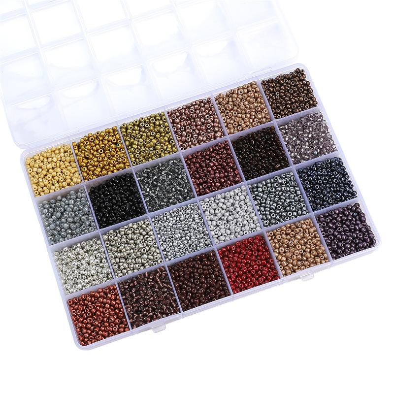 24 Grid Millet Beads Set Box 3 Color Collision System Glass Rice Beads Handmade Diy Making Beads Bracelet Necklace Jewelry Accessories Lovely Colour