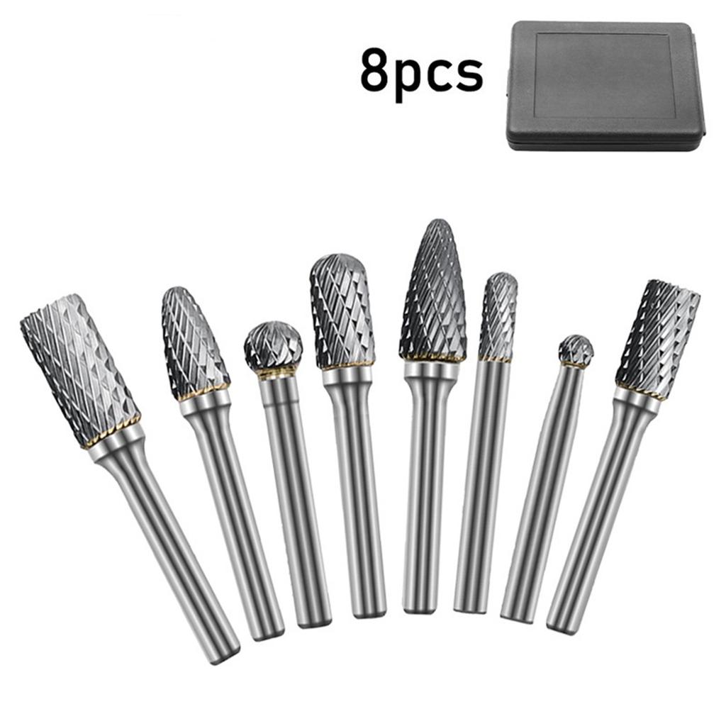 8pcs Tungsten Carbide Rotary Files Set 2 Ball Rotary Files 2 Cylindrical