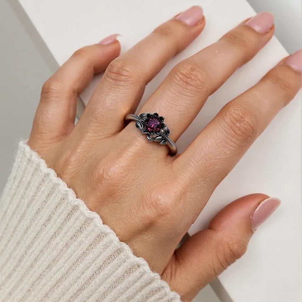 Multipurpose Skull Gothic Rings Retro Black Gold Heart Love Crystals Zirconia Accessory for Christmas Valentines Day