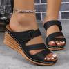 Sandals for Women Summer Metal Buckle Sandals Peep Toe Wedge Casual Thick Bottom Light Comfort Beach Slides 2024