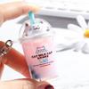 Women Liquid Fruit Cup Milk Tea Floating Cute Cat Key Chain Fashion Accessories Jewelry Key Ring
